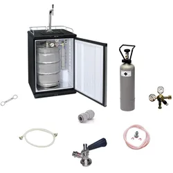 Fassbierkühlschrank Komplett-Set   50L Bierzapfanlage mit Schanksäule & Kompensatorhahn, 5 Liter Adapter