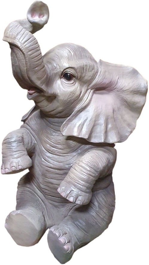 FD Figur Elefant sitzend groß Polyresin 86 x 55 x 47 cm grau