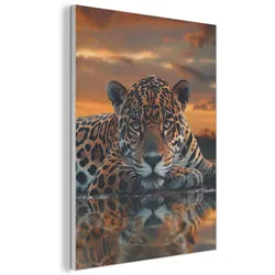 AKUSTIKBILD Natur - Leopard - Tier - Sonnenuntergang - Modern Wanddeko 70x100 cm