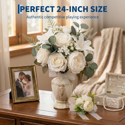GARVEE Wedding Artificial Flowers Set with Bouquet Corsage Boutonniere,Premium Silk Fabric Bridal Bouquet, Corsage
