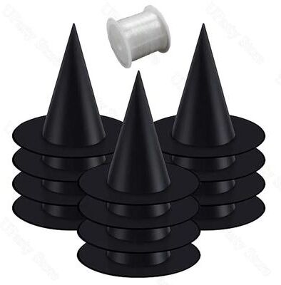Uplift Picks Floating Black Witch Hat Halloween Decorations hats (12 Pcs)