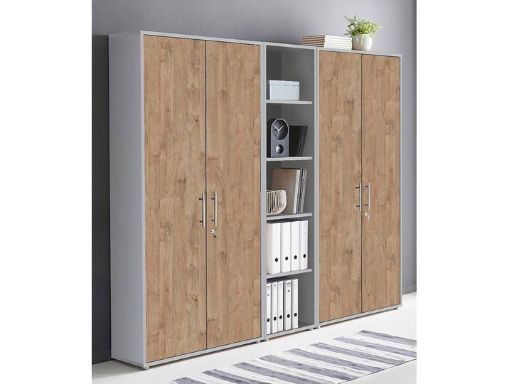 Schrankwand 3-teilig 186cm Braun/Eiche Sanremo Dekor