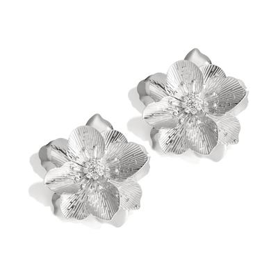 Paar Ohrstecker ADELIA´S "LIVAYA Blumen - Ohrringe Ohrstecker aus Eisen mit Strass", Damen, Gr. Damen, silberfarben, Ohrringe