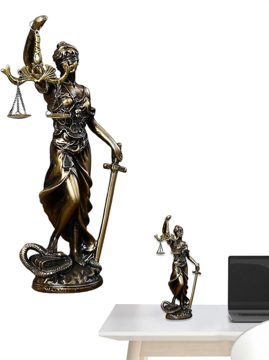 Gedetailleerd beeld van Dame Justitia voor huisdecoratie, meerkleurig, Hoogte: 31,5 cm