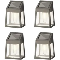 MARELIDA LED Solar Wandleuchte 4er Set schwarz Wandlampen Solarleuchten Lichtsensor