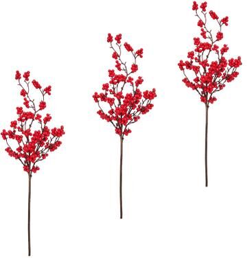 Worth Imports "22"" Berry Spray, Red, Set of 3 - Red"