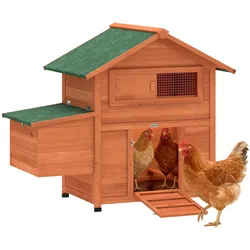 Hühnerstall 113,5x67,5x95,5 cm Hühnerhaus aus Holz mit Nistkasten 2 Sitzstangen