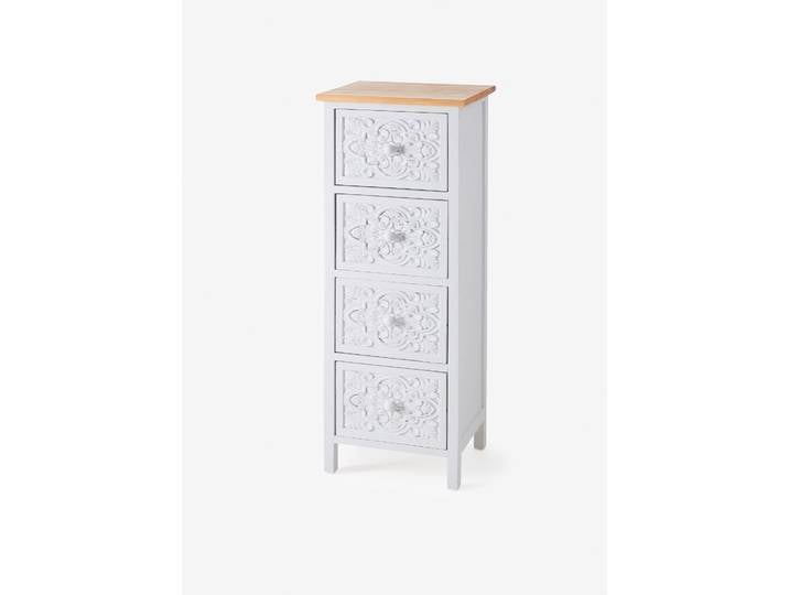 bonprix Schrank stehend mit Ornament, 85x34x30 cm, Romantische Badezimmerserie mit schöner Ornamentik, weiß