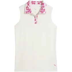 Puma Polo Modalon Floral Rib, ärmellos, weiss/pink