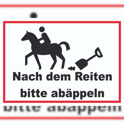 HB-Druck Bitte abäppeln Schild Pferde, Reitplatz A6 (105x148mm)