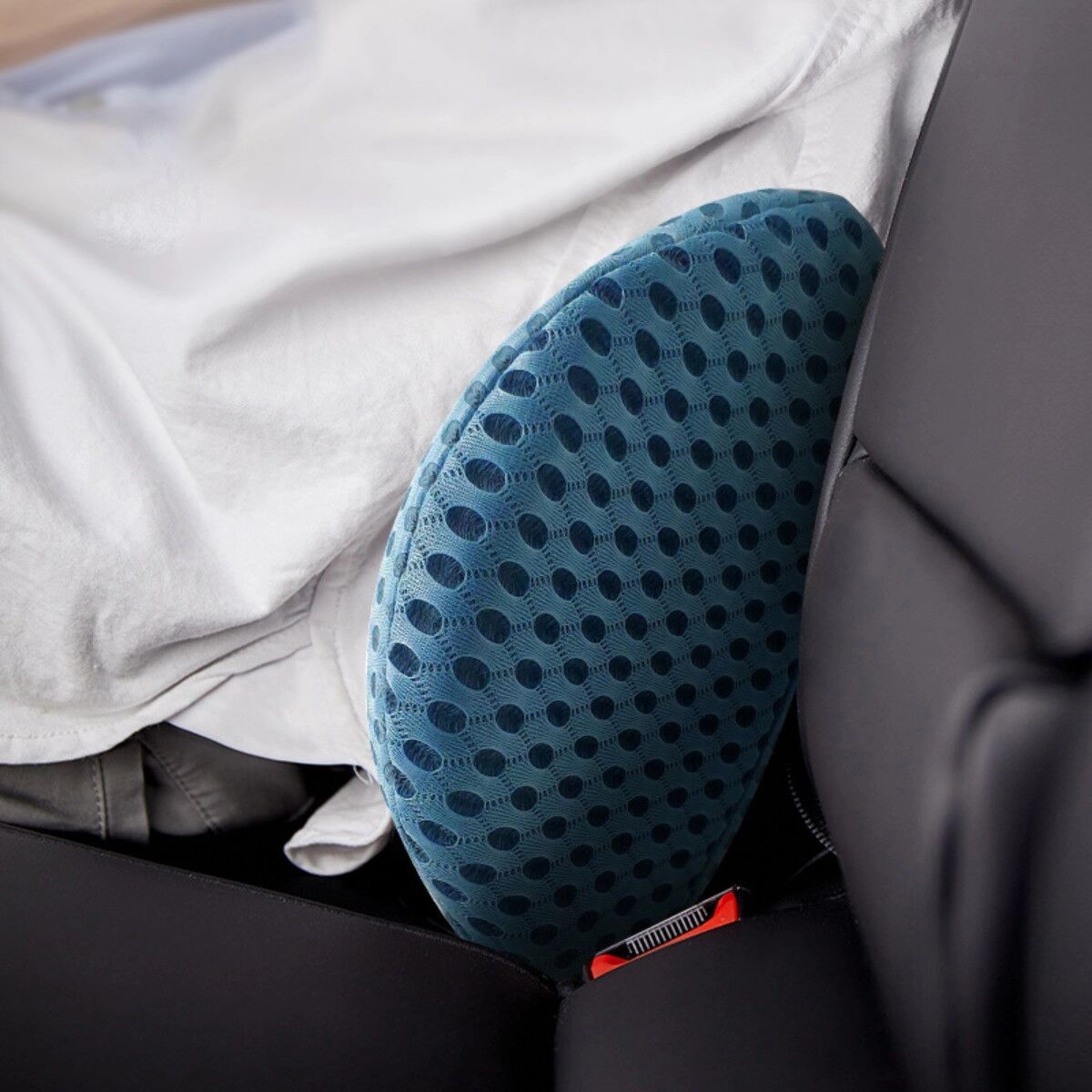 INF Mesh-Yuanbao Memory-Schaum Lendenkissen – Ergonomische Unterstützung für Auto, Büro & Sofa Blau