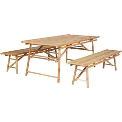GARTENMÖBEL SET 4-Sitzer Bambusholz hellbraun Tindari