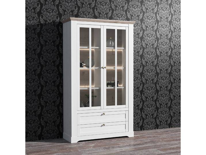 Vitrinenschrank 125 x 210 x 44cm Weiß/Weiß