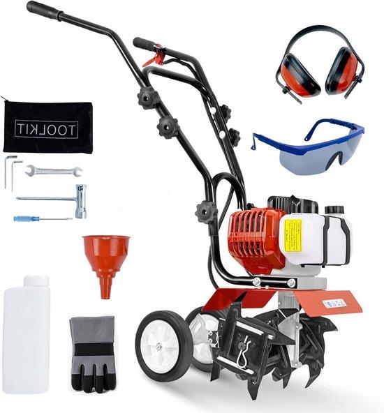 Motorcultivator - Kräftige 52CC Motor - 28cm Arbeitsbreite - Schwarz und Orange