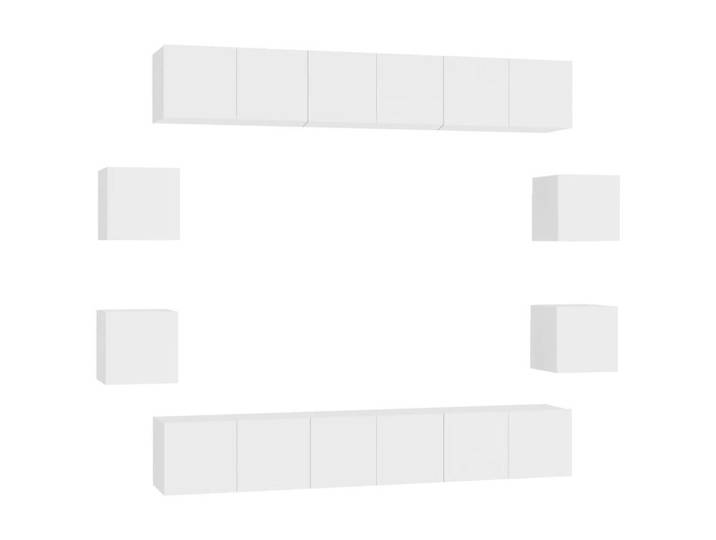 furnicato TV-Schrank 8-tlg. TV-Schrank-Set Weiß Holzwerkstoff (1-St)