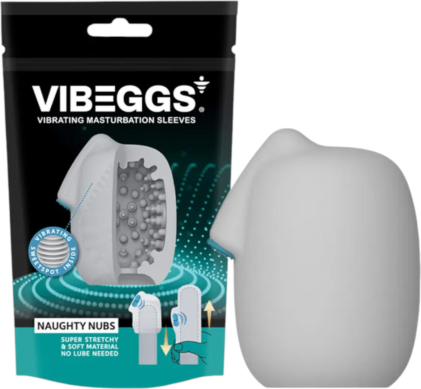 VIBEGGS Naughty Nubs - vibrating egg masturbator (white)