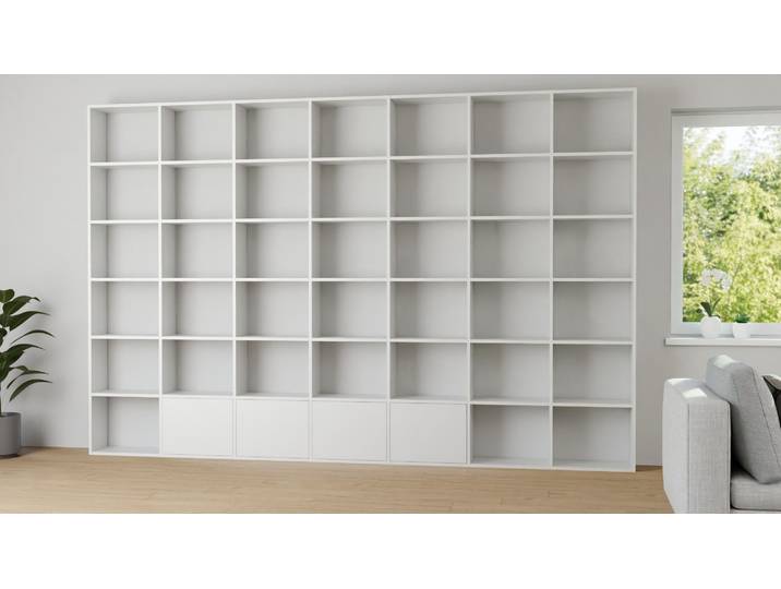 Breite Bücherwand - Bücherregal wie vom Schreiner o. Tischler Premium Dekore Weiß­grau