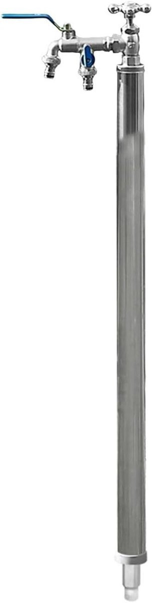 Dubbele vorstbestendige buitenkraan van koper, 80 cm, zilver
