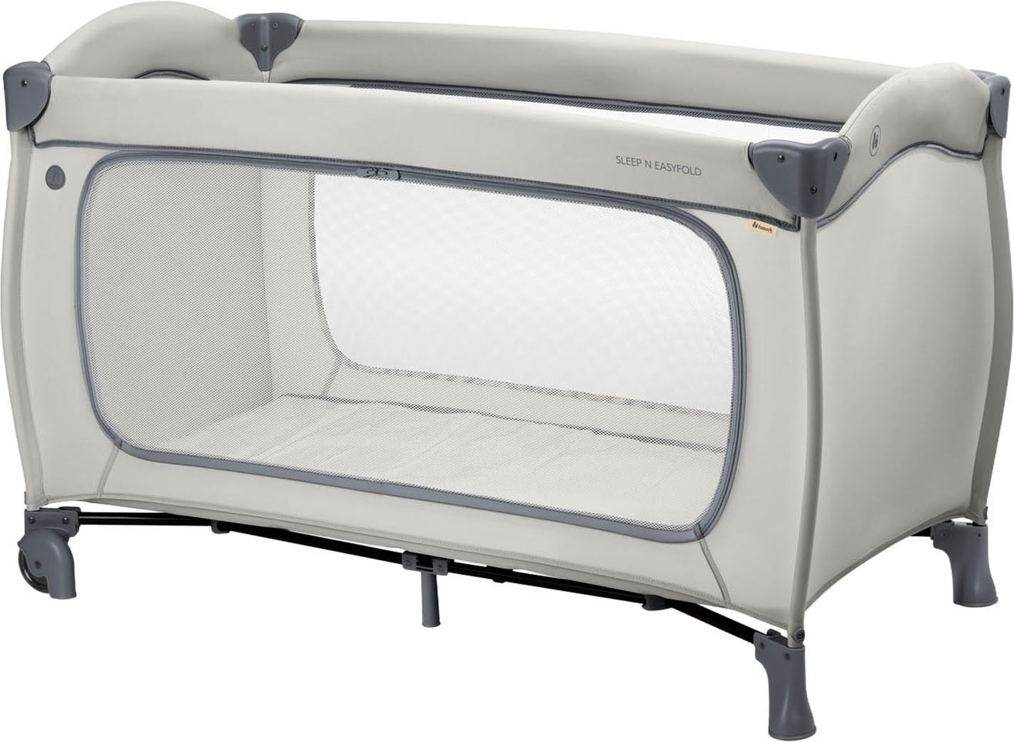Baby-Reisebett HAUCK "Sleep N Easyfold", Baby, Gr. Liegefläche B/L: 60cm x 120cm, kein Härtegrad, dunkelgrau, Kunststoff, Metall, Polyester, Babybetten Baby-Reisebett, Vorderausstieg; inkl. Transporttasche dunkelgrau Liegefläche B/L: 60cm x 120cm, kein Hä