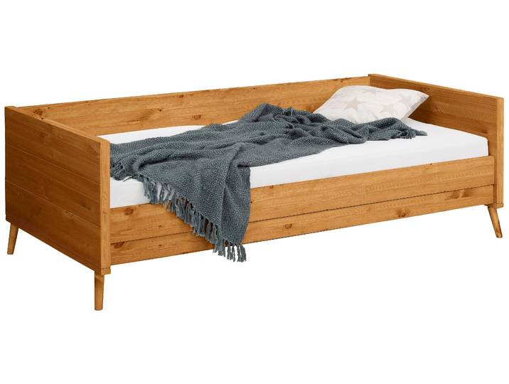 Jugendbett GOODPRODUCT Ellen , beige (natur gebeizt, gewachst), B:97cm L:209cm, Betten, Jugendbett, aus massivem Kiefernholz, in 2 verschiedenen Farben, mit Holzfüssen