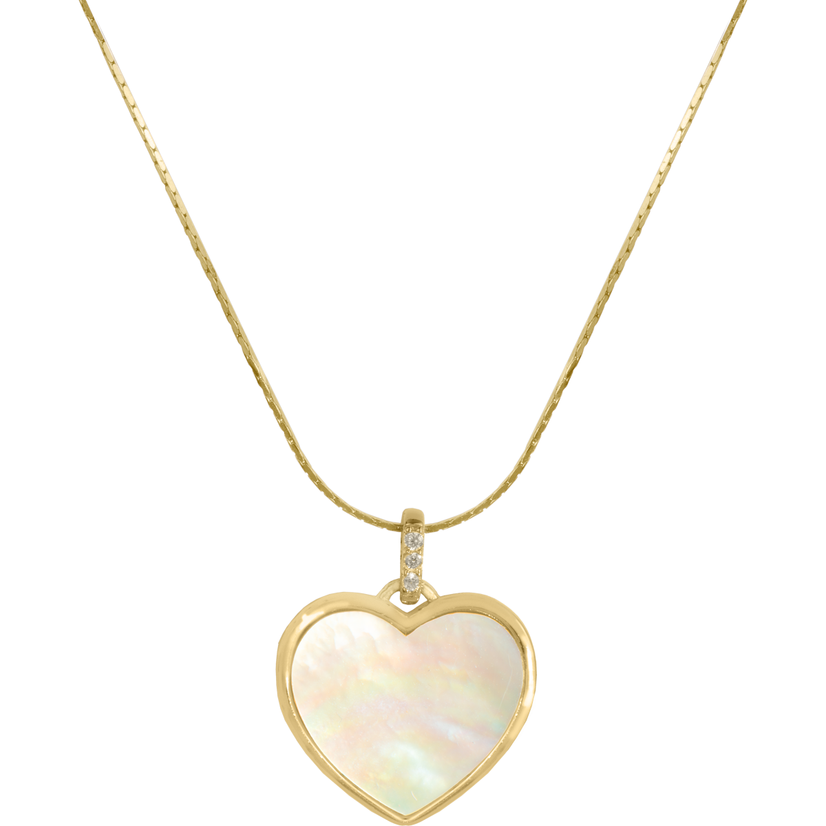 Jacques Lemans Kette Herz Sterlingsilber vergoldet mit Perlmutt/Zirkonia
