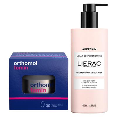Arkeskin die Körpermilch für Wechseljahre & Orthomol Femin Kapseln 1 St Set