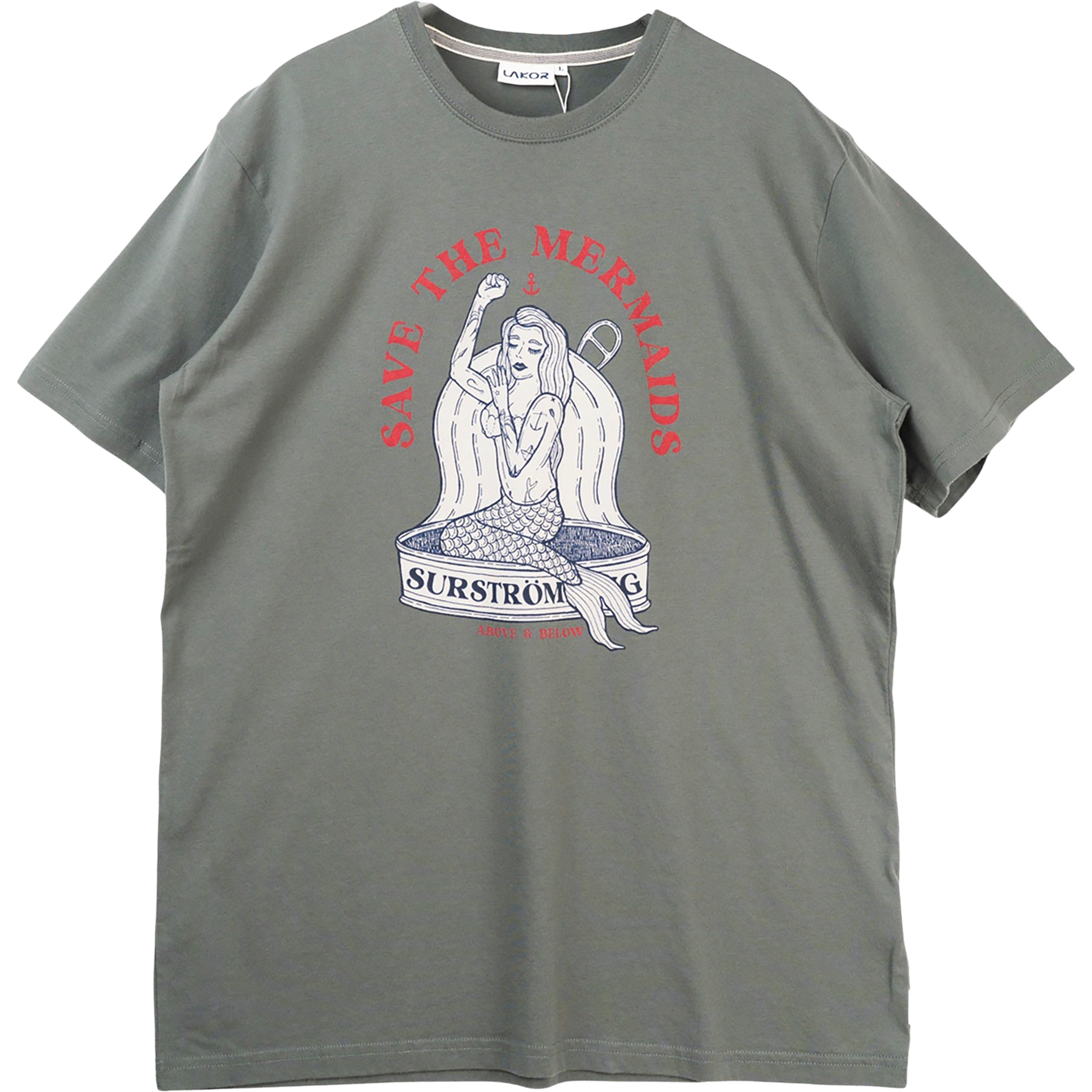 Lakor Save the Mermaids Herren T-Shirts grau Größe M Lifestyle Hautfreundlich