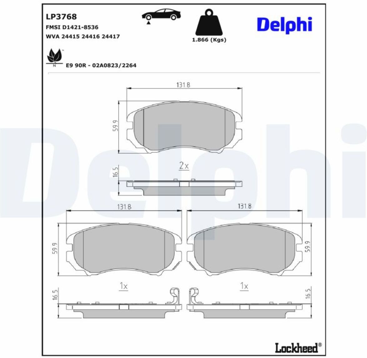 Bremsbelagsatz DELPHI LP3768