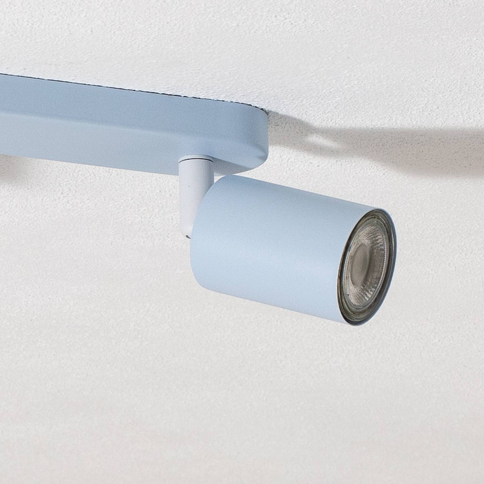 Livia ceiling spotlight, light blue, 35 cm, 2-bulb, metal, GU10 TK Lighting, dimmable, Blue, Children's Room, metal, Ceiling Light