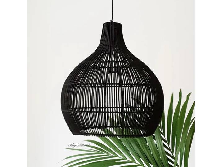 Lampe Suspendue Japonaise en Rotin Tissé à la Main, Luminaire Décoratif Style Rétro Rural, Art Créatif de Styliste