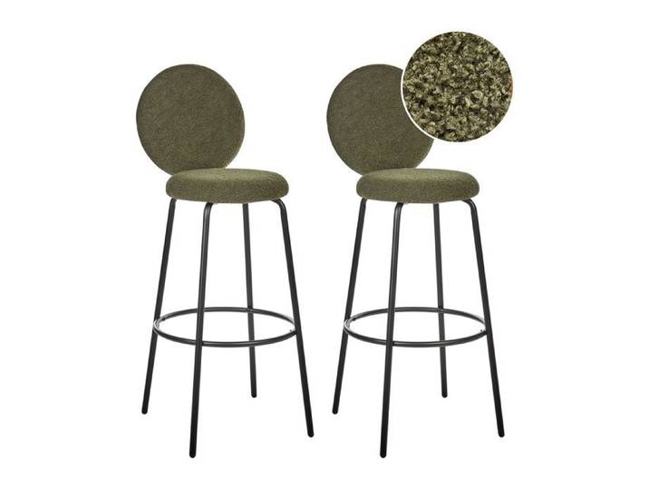 Lot de 2 chaises de bar EMERY Bouclé Vert foncé