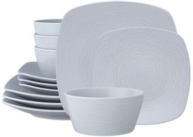 Noritake Colorscapes Swirl 12-Piece Square Dinnerware Set, Service for 4