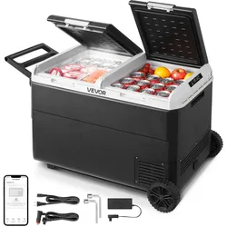 VEVOR 95 L Elektrische Kompressor Kühlbox, 12/24 V DC & 100-240 V AC Tragbare Autokühlbox mit Rollen & Griff, Gefrierschrank bis -20°C, Mini Kühlschrank für Auto, Wohnmobil, Lkw, Camping & Outdoor