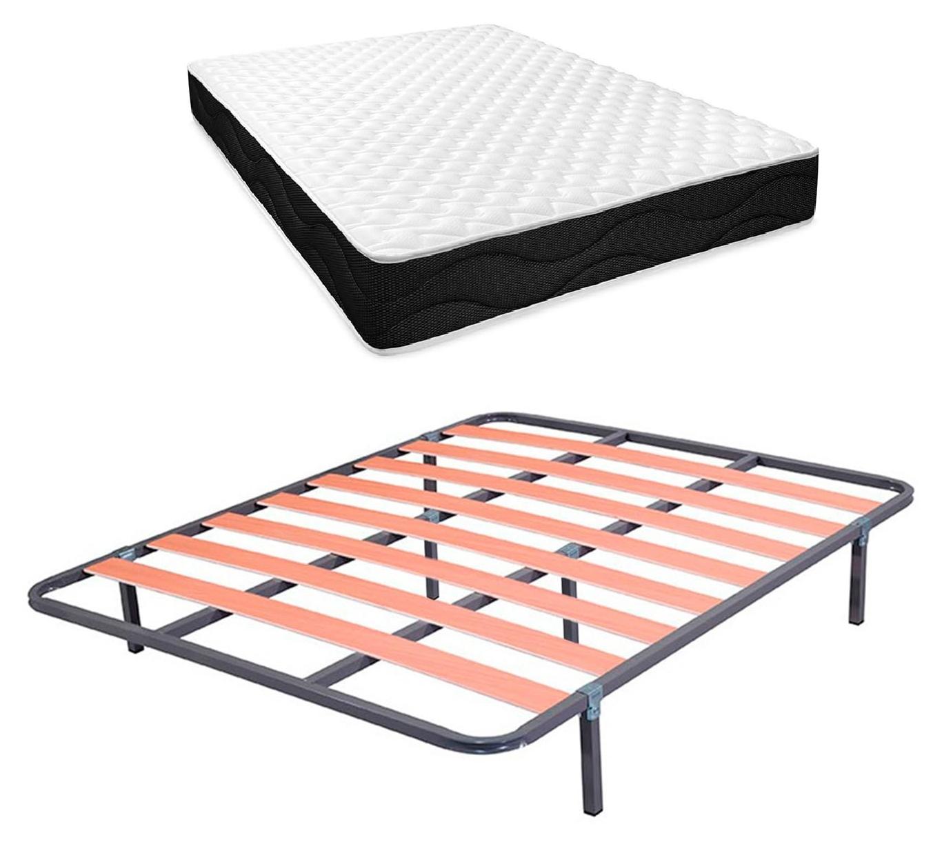 Komplettbett 150x190 cm mit Wendematratze, Kissen, Lattenrost, grau