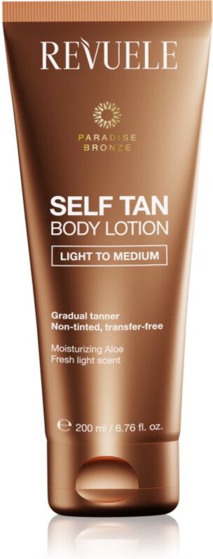 Revuele Paradise Bronze Self Tan Body Lotion lait auto-bronzant pour un bronzage progressif teinte Light To Medium 200 ml