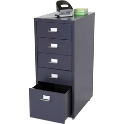 Rollcontainer Preston T851, Schubladenschrank Stahlschrank, 69x28x41cm 5 Schubladen ~ dunkelgrau