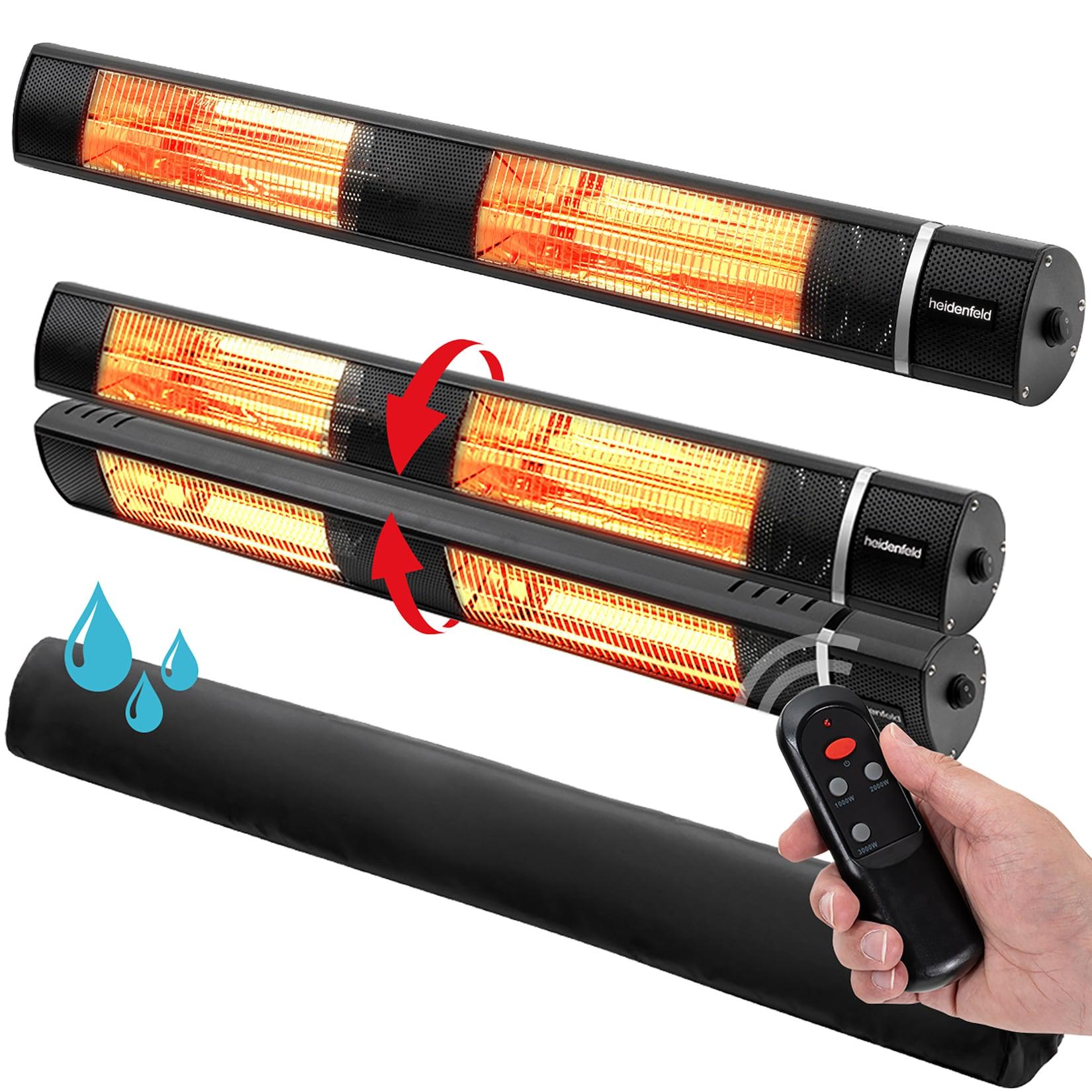 Heidenfeld Infrarot-Heizstrahler IH110 2.0, 1000-3000 Watt, Fernbedienung, Schutzhülle, 180° neigbar