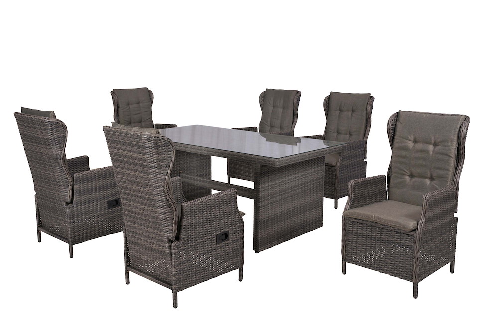MERXXHANDELS Saviano Set 13tlg Stahl/Kunst Tisch 185 x 90 cm 16980258