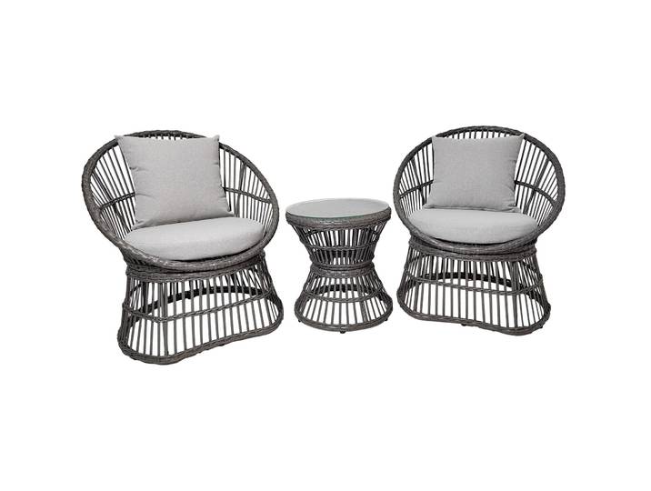 Gartenlounge Uvania grau Rattan 2 B 48 T 64 cm - Gartenlounge - Wetterfeste Gartenmöbel & Accessoires