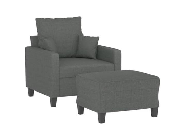 KTHLBRH Sessel mit Fußstütze, dunkelgrau, 60 cm, Stoff Struktur aus Sperrholz und Metall, Füllung aus Schaumstoff, Tragkraft 110 kg, für Wohnzimmer