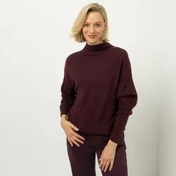 DINE 'N' DANCE Pullover Stehkragen Rippbund-Abschlüsse leger weit