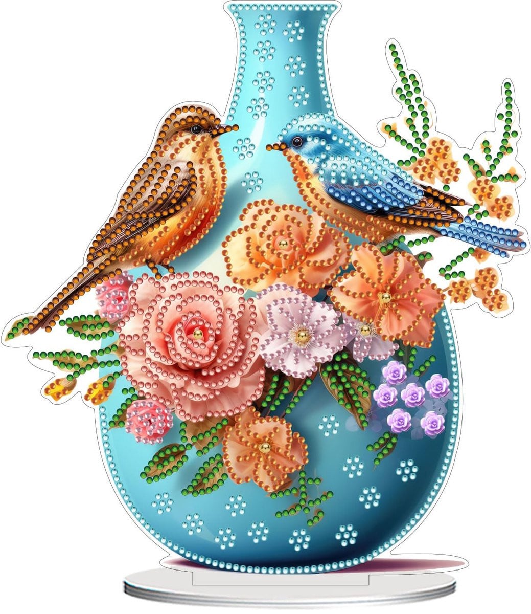 CAYUDEN 5D DIY Diamond Painting Tafeldecoratie Blauwe Vaas voor Volwassenen