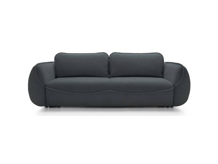 Dreisitziges Schlafsofa Cutie mit Stauraum, Graphit, Velours,