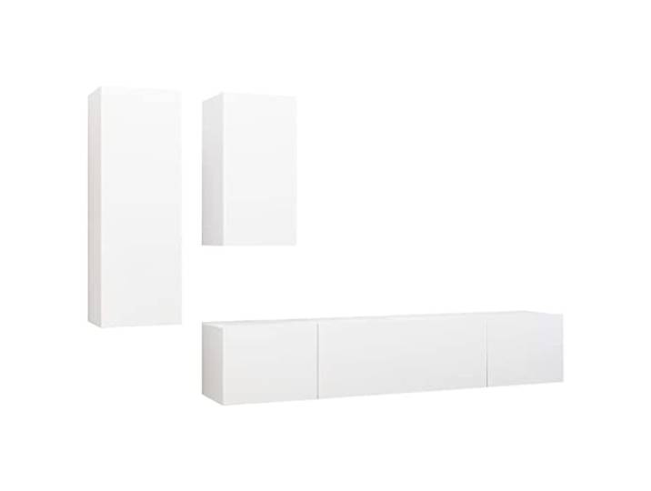 vidaXL 4-delige Tv-meubelset bewerkt hout wit