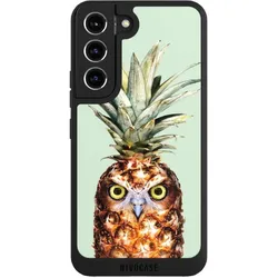 Nivocase Handyhülle für Samsung Galaxy S22 Hülle NIVOpure Case Schwarz Ananas Eule Vogel (Samsung Galaxy S22), Smartphone Hülle, Schwarz
