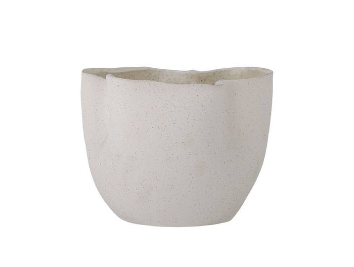 Blumentopf Ivalo – Modernes Steingutdesign in Weiß - Weiß - Luxusbetten24