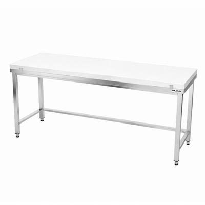 Edelstahl-Arbeitstisch 1800x600 mm mit weißer Schneidplatte und Verstärkung PREMIUM - GOLDINOX