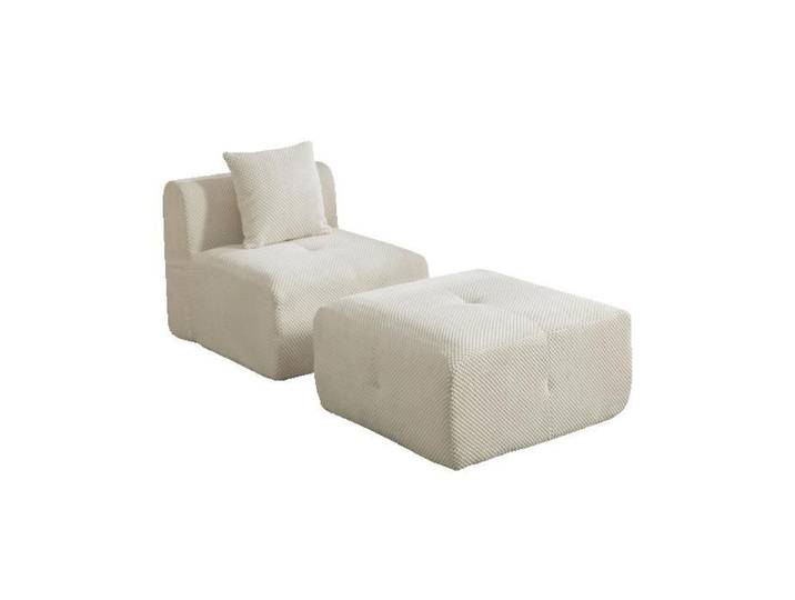 Canapé Compressé Monoplace en Chenille Beige Sans Montage - Canapé d'angle avec Base Antidérapante - Remplir de Mousse HR - Chic