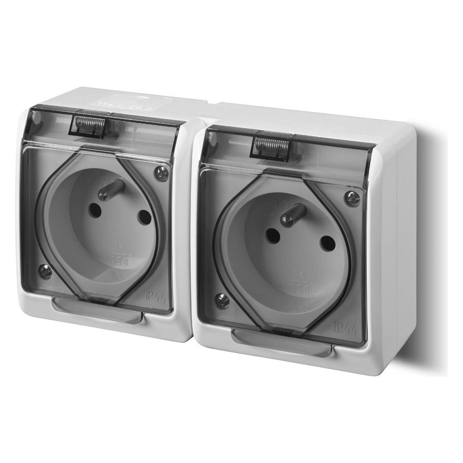 Elektro-Plast Gniazdo natynkowe GNT Hermes 2x2P + Z białe z klapką dymną (0322-01) (ELEKTRO-PLAST NASIELSK)