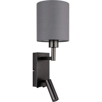 GLOBO LIGHTING Wandleuchte "ZAMORA", grau (schwarz, chromfarben), 1, H: 45,5cm, 1 Stk., Leuchten, Bewegliche Wandleuchte mit Textilschirm und LED, Wandleuchte